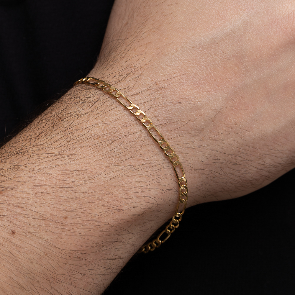 PULSEIRA MASCULINA ELOS DUPLOS BANHO OURO 18K