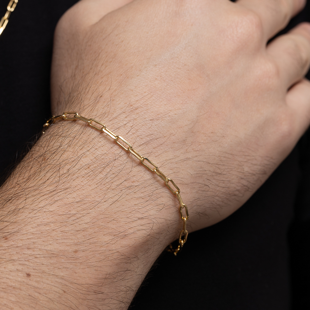 PULSEIRA MASCULINA ELOS CARTIER FINO BANHO OURO 18K