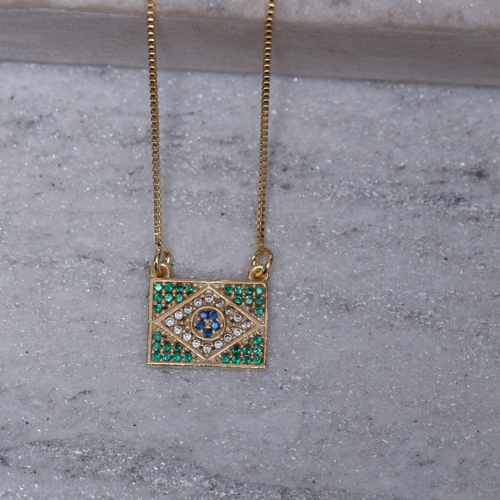 COLAR BRASIL BANHO OURO 18K
