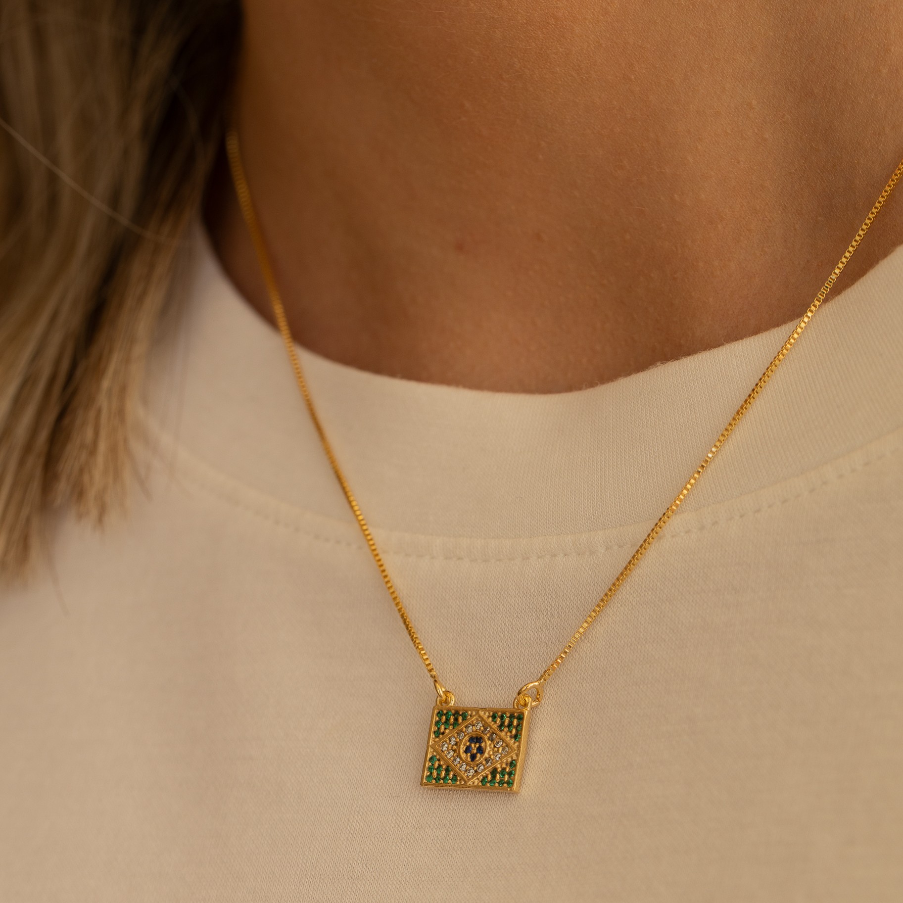 COLAR BRASIL BANHO OURO 18K