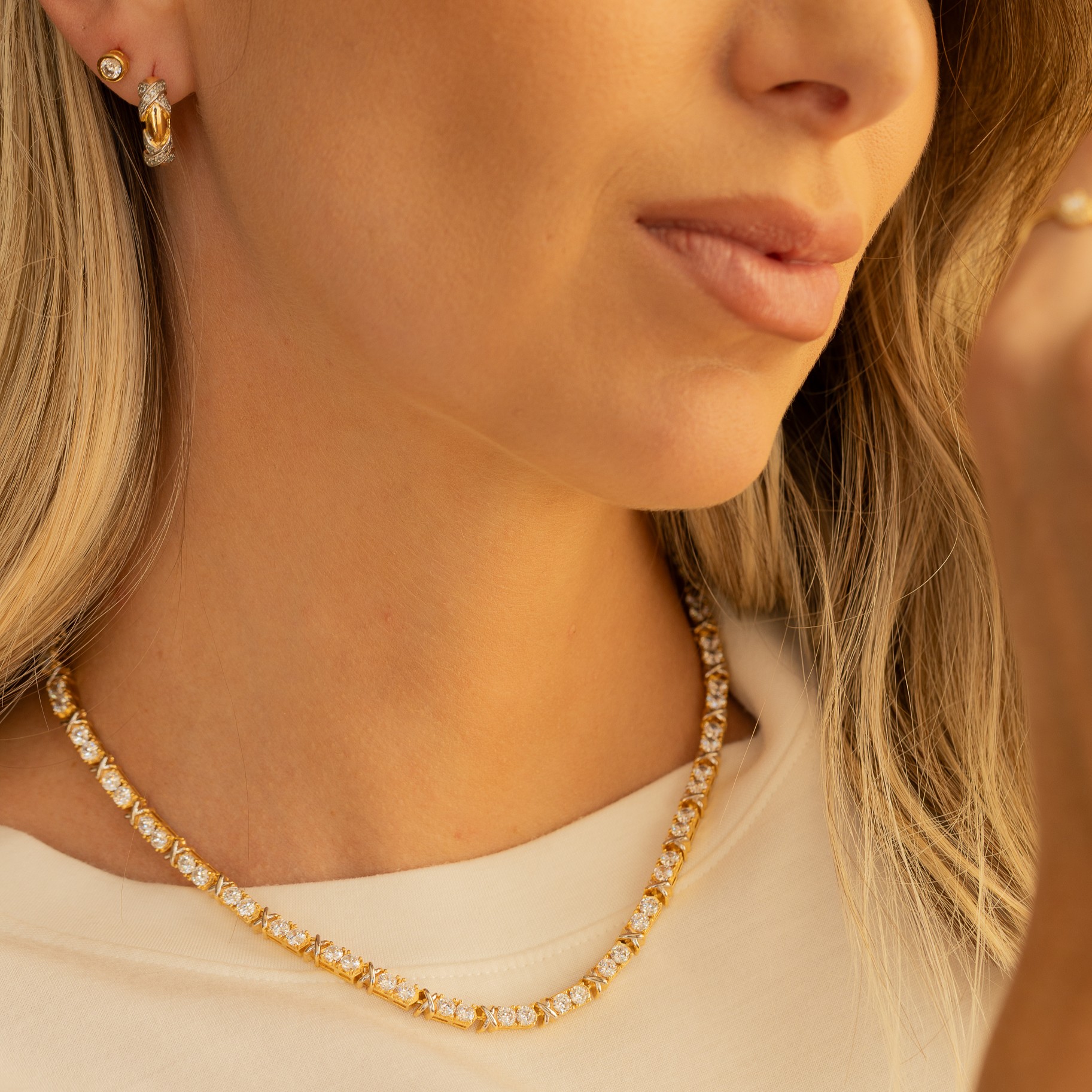 COLAR RIVIERA X TWO TONE BANHO OURO 18K
