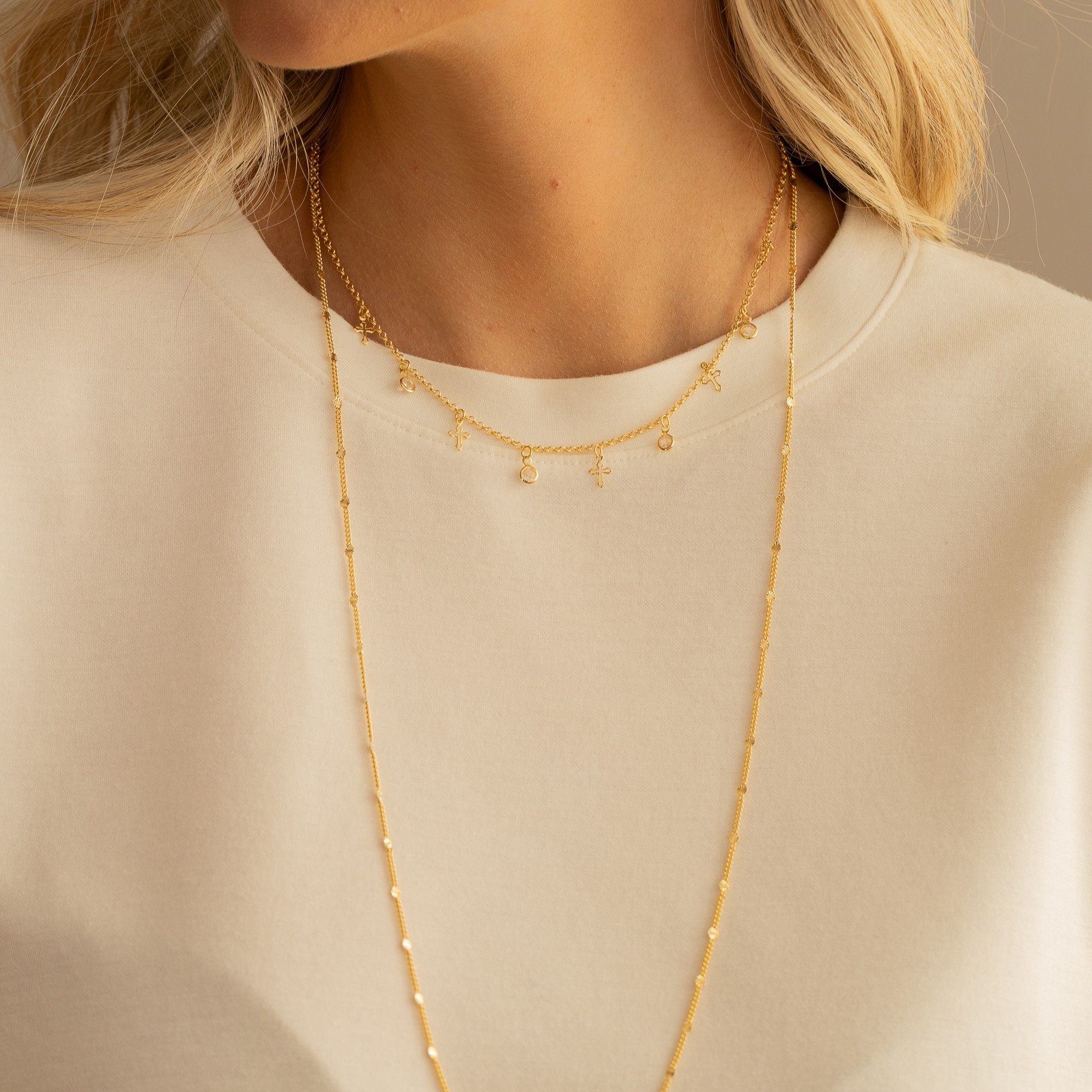 CHOKER PONTO DE LUZ COM CRUZ BANHO OURO 18K