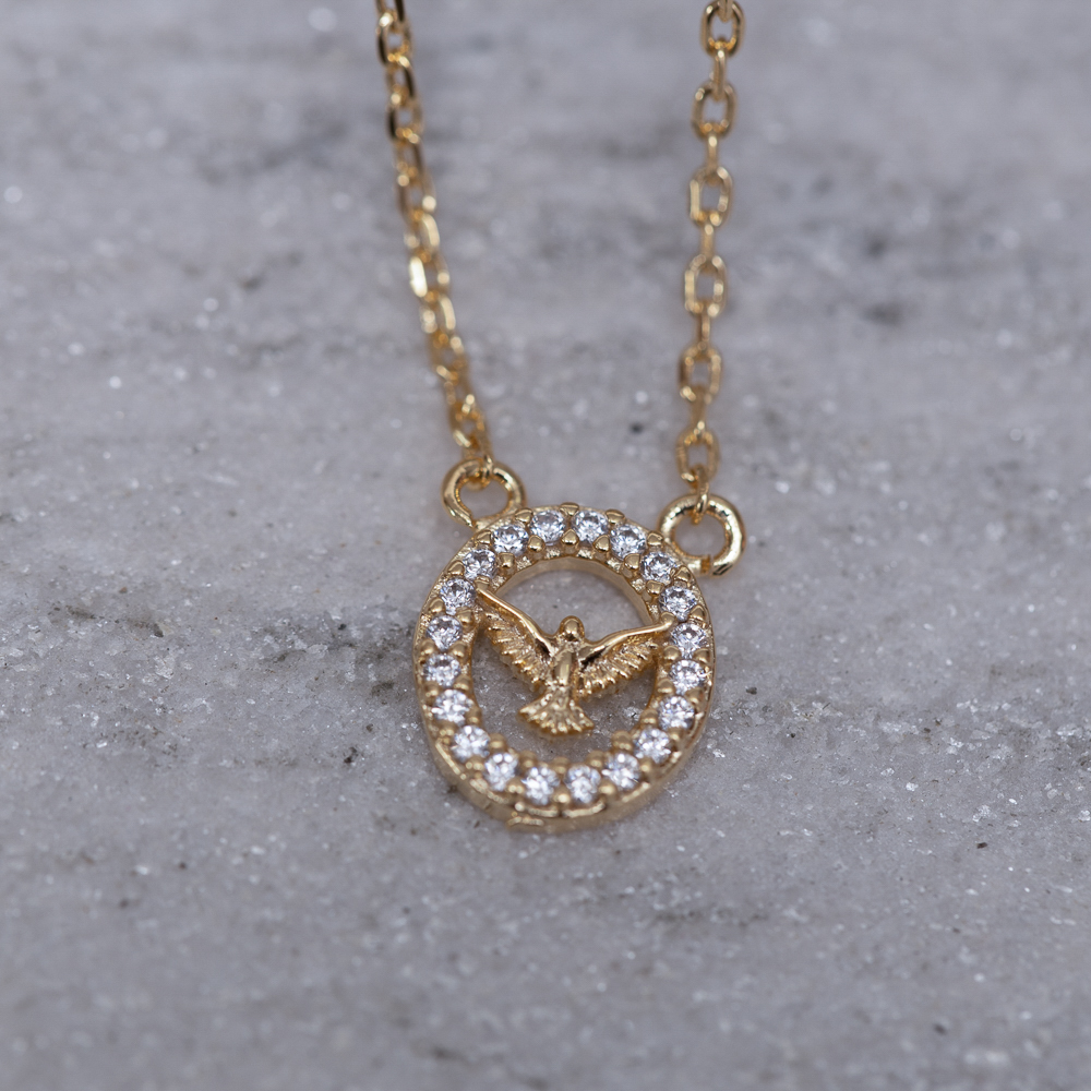 COLAR ESPÍRITO SANTO P CRAVEJADO BANHO OURO 18K
