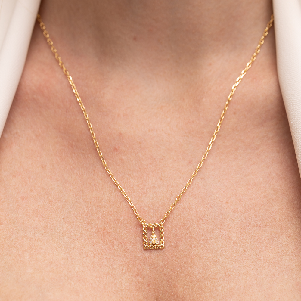 COLAR ESCAPULÁRIO NOSSA SENHORA BANHO OURO 18K
