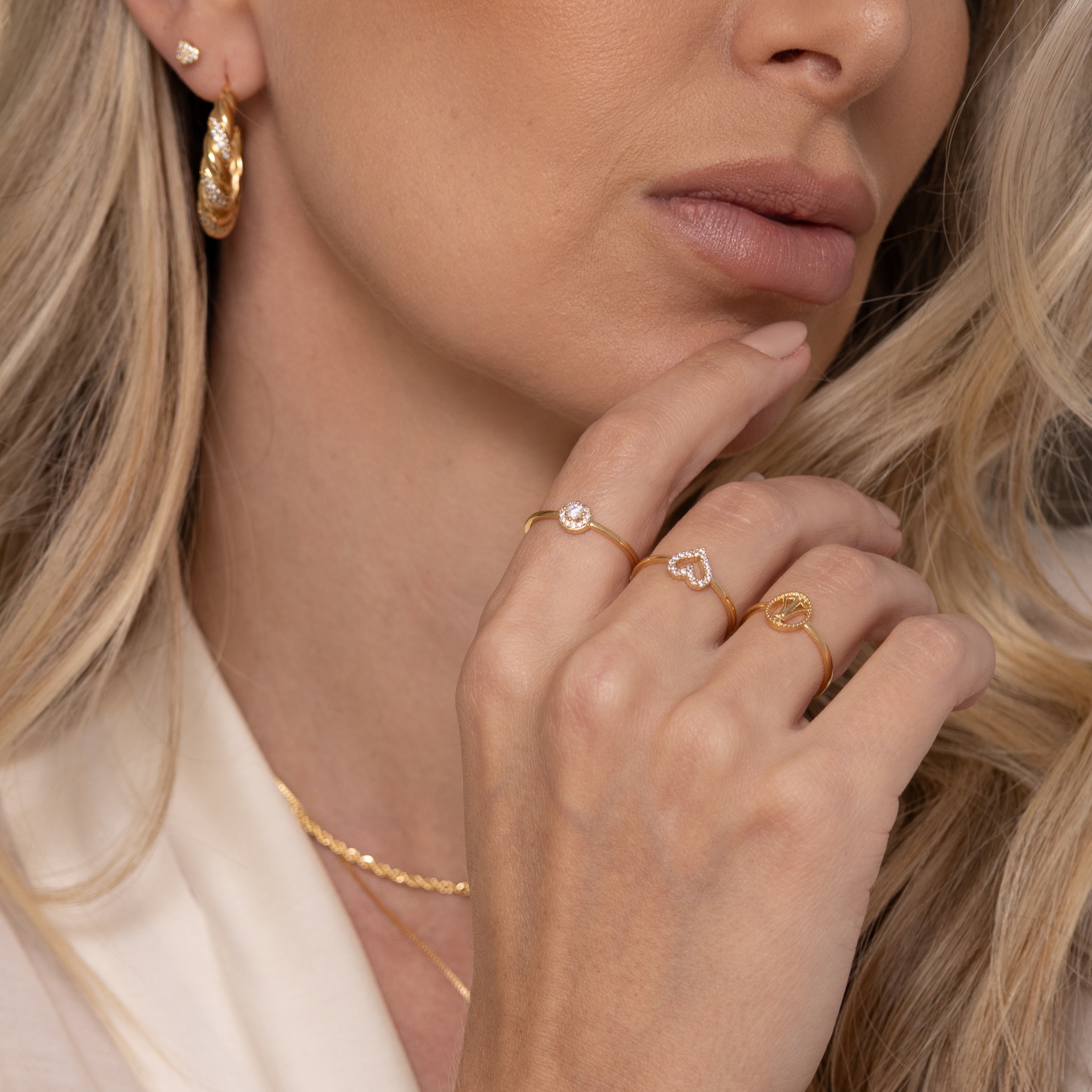 ANEL PONTO DE LUZ CRISTAL BANHO OURO 18K