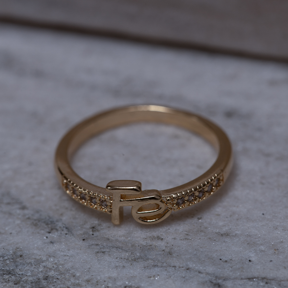 ANEL FÉ CRAVEJADO BANHO OURO 18K