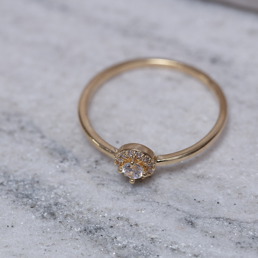 ANEL PONTO DE LUZ CRISTAL BANHO OURO 18K