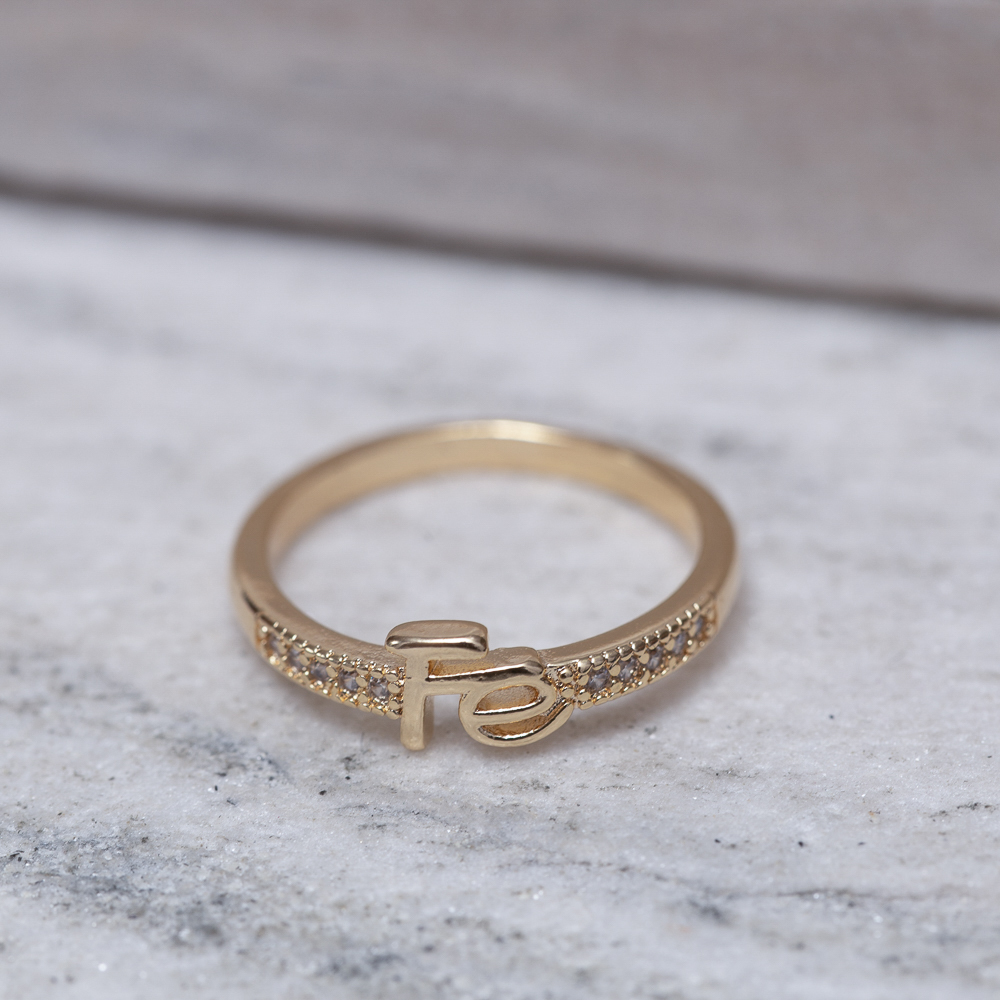ANEL FÉ CRAVEJADO BANHO OURO 18K