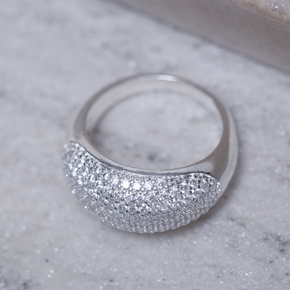 ANEL ABAULADO CRAVEJADO BANHO PRATA