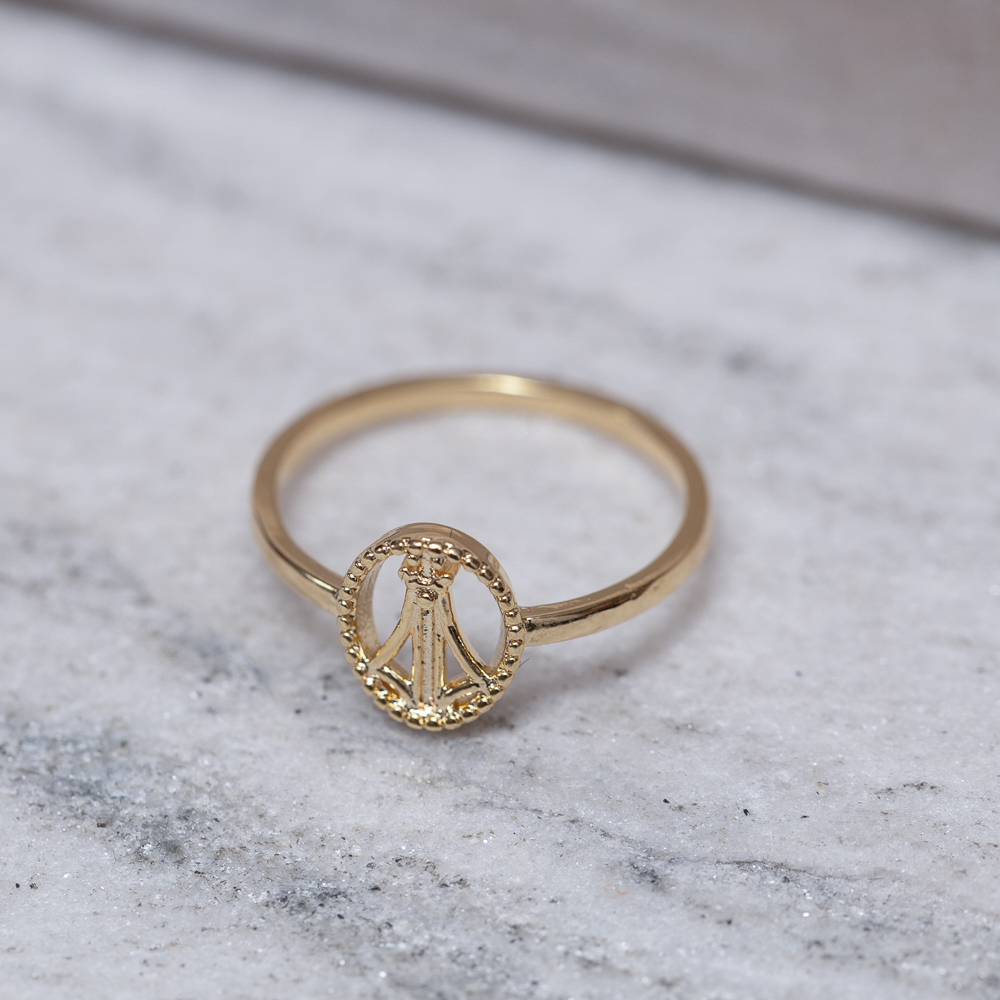 ANEL NOSSA SENHORA LISA BANHO OURO 18K