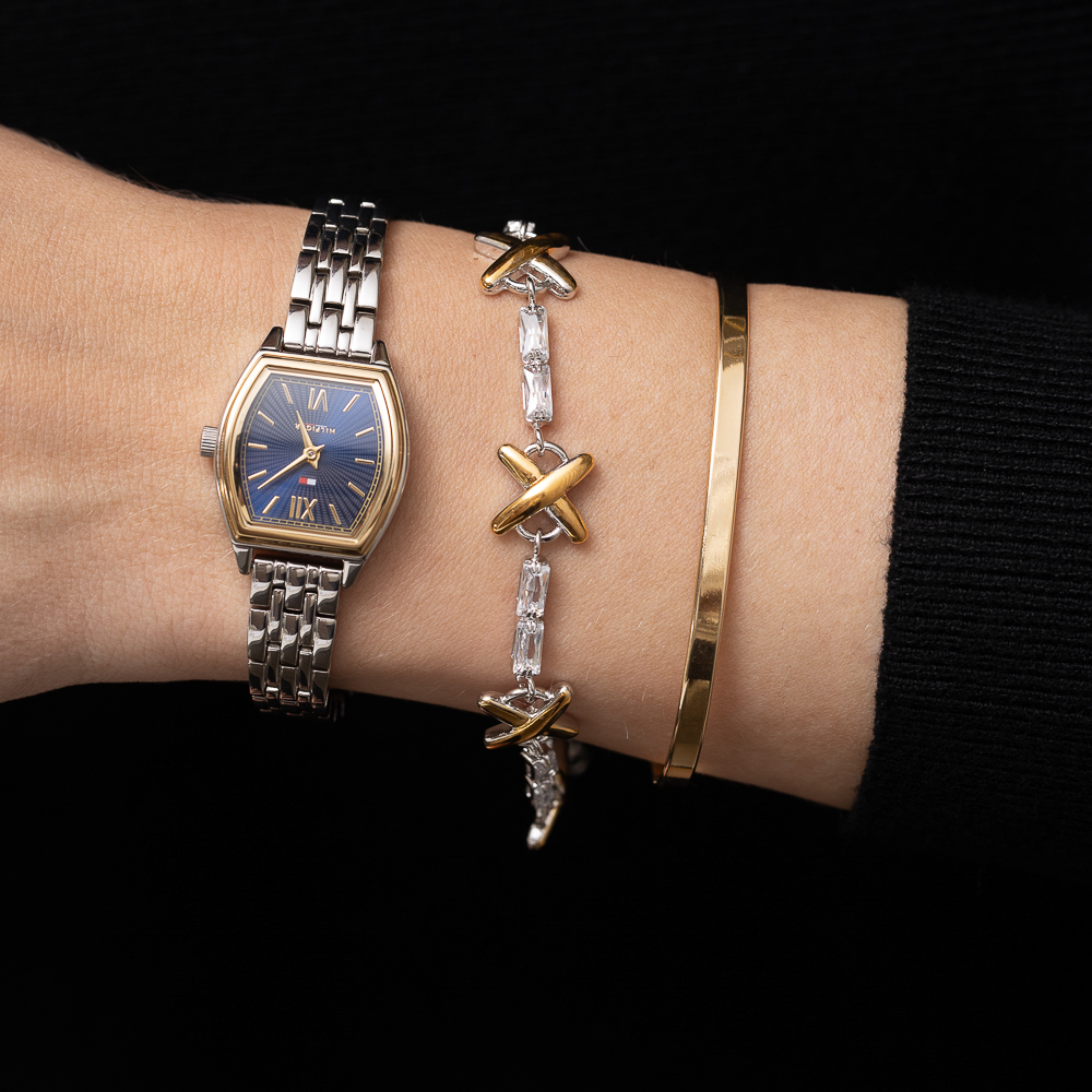 PULSEIRA X TWO TONE BANHO RÓDIO BRANCO