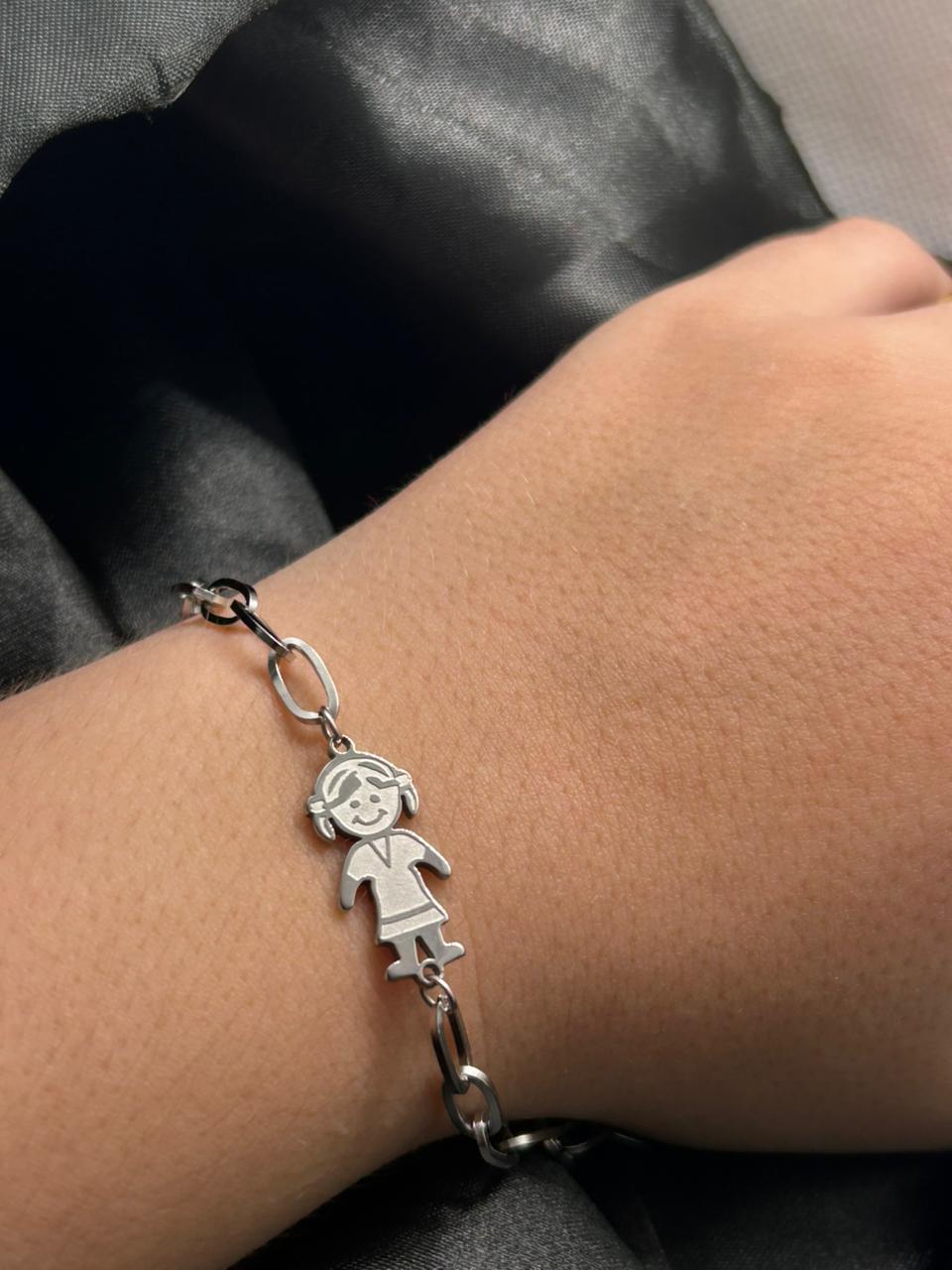 Pulseira em aço pingente filha