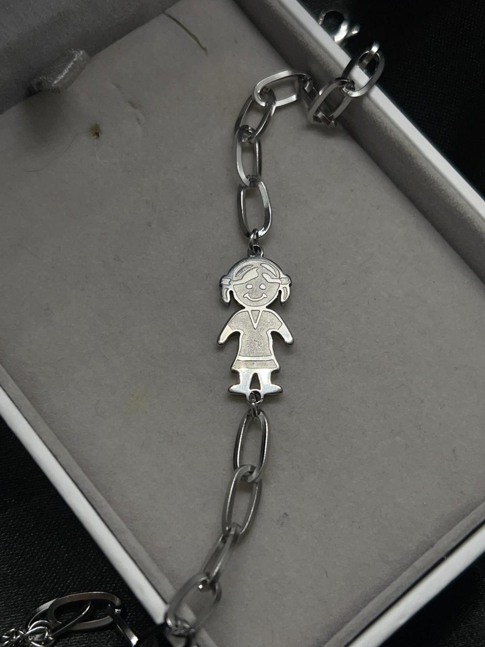 Pulseira em aço pingente filha