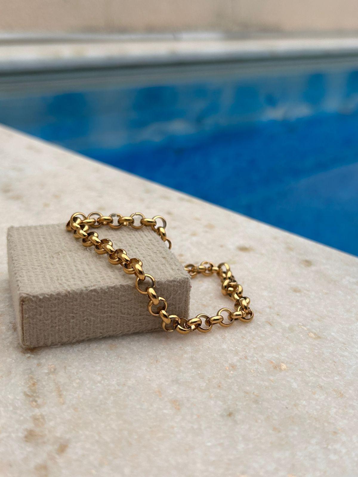 Pulseira elo português aço Dourado