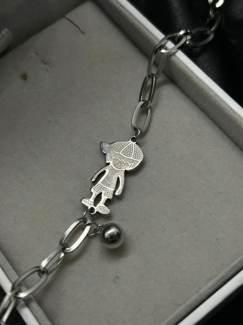 Pulseira em aço pingente filho