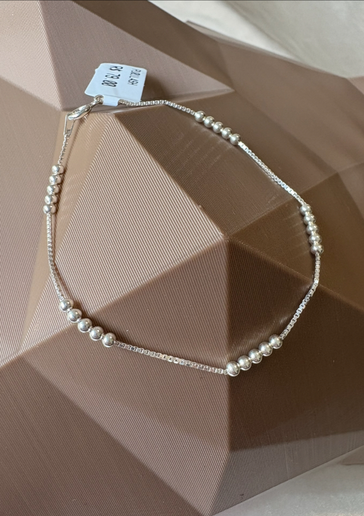 PULSEIRA VENEZIANA E BOLINHAS QUÍNTUPLAS PRATA