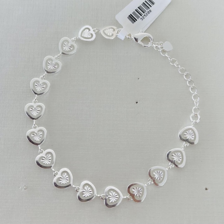 PULSEIRA CORAÇÕES DIAMANTADOS B. PRATA