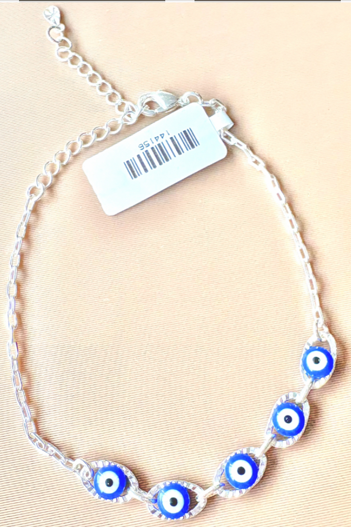 PULSEIRA OLHO GREGO BORDA DIAMANTADA B. PRATA