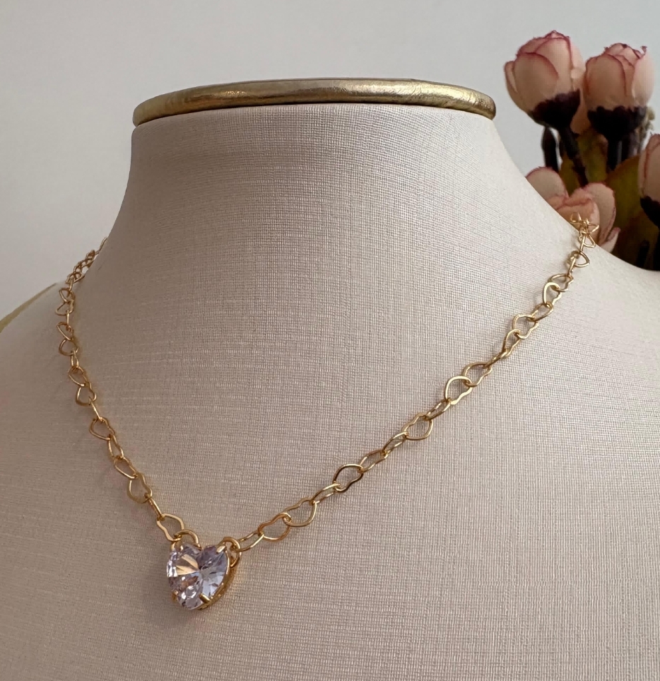 CHOKER ELOS CORAÇÃO E CORAÇÃO DE ZIRCONIA