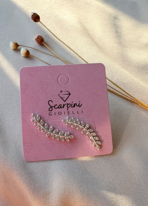 BRINCO EAR CUFF FOLHAS CRAVEJADAS B. PRATA
