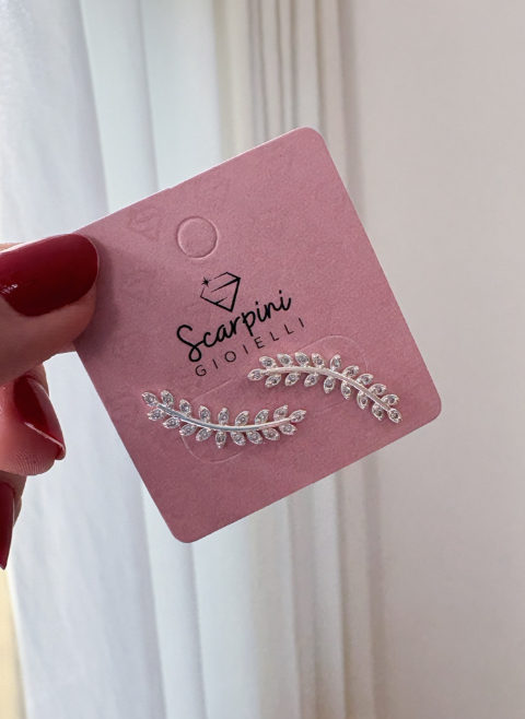 BRINCO EAR CUFF FOLHAS CRAVEJADAS B. PRATA