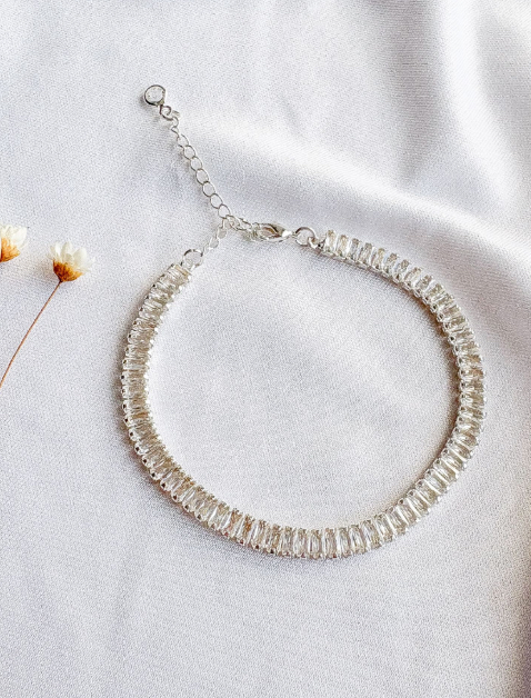 PULSEIRA RIVIERA BAGUETE CRISTAL B. PRATA