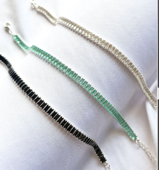PULSEIRA RIVIERA BAGUETE CRISTAL B. PRATA
