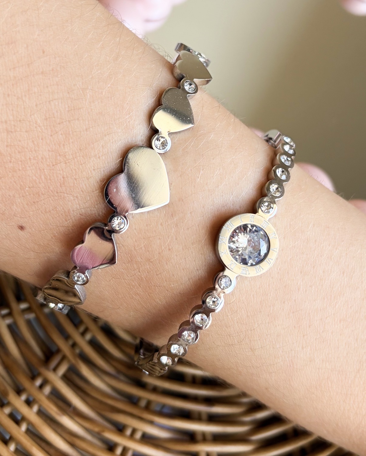 BRACELETE AÇO CIRCULO CRISTAL I AO XII