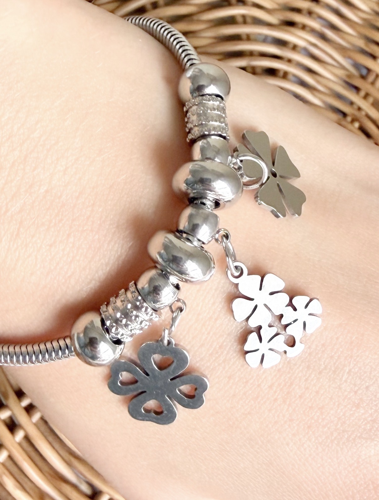 PULSEIRA AÇO BERLOQUE AJUSTÁVEL FLORES