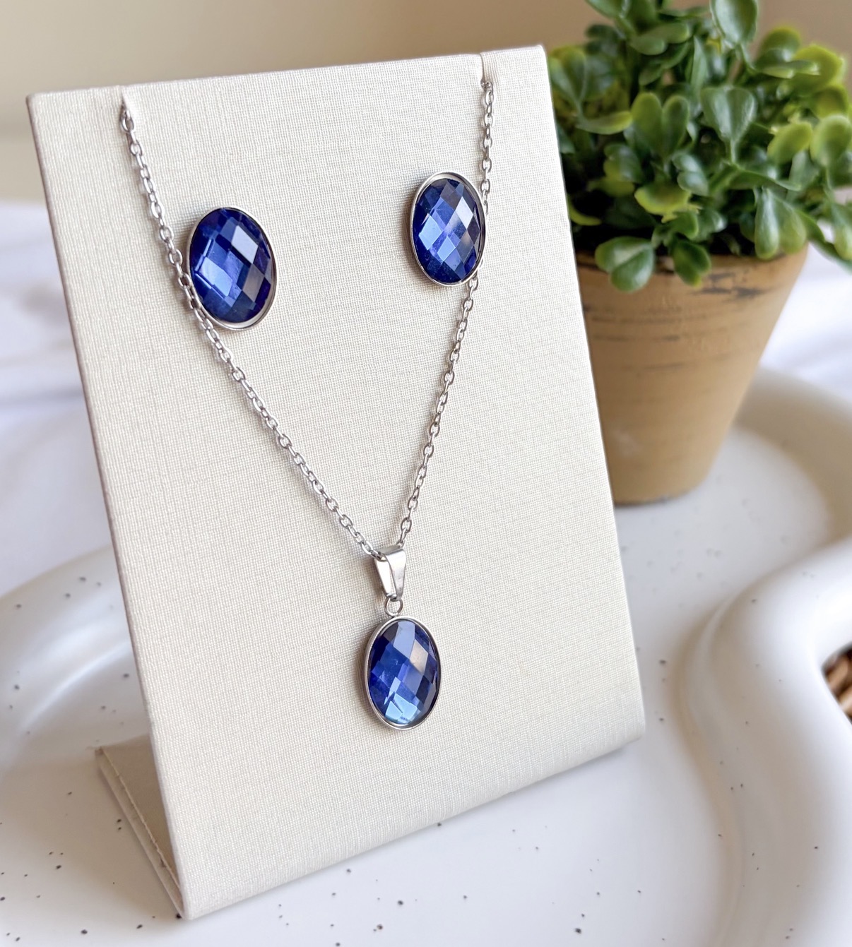 CONJUNTO OVAL AZUL AÇO