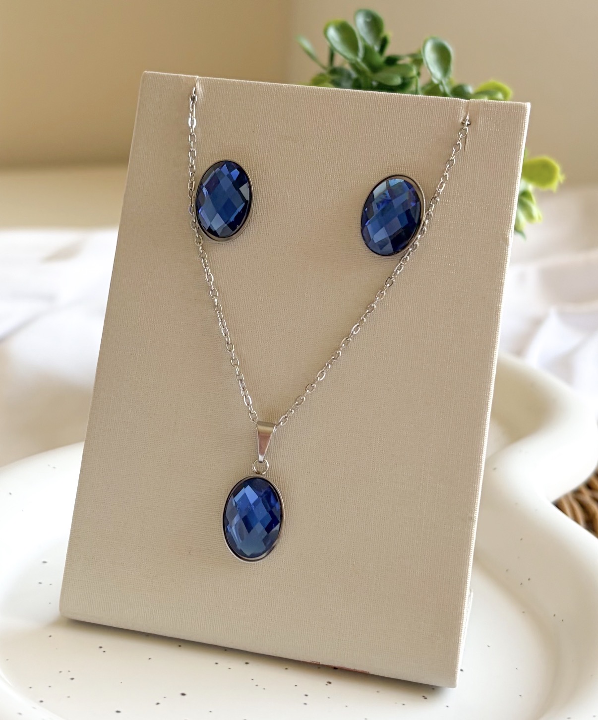 CONJUNTO OVAL AZUL AÇO