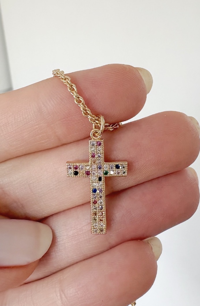 COLAR ELO BAIANO PINGENTE CRUZ CRAVJ CIGANINHA B. OURO