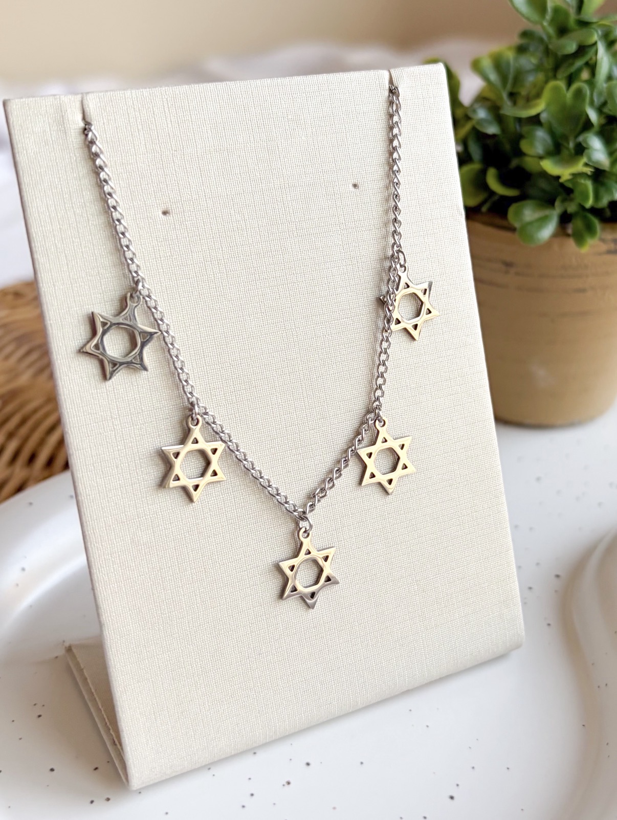 COLAR AÇO ESTRELAS DE DAVI PENDURICALHO