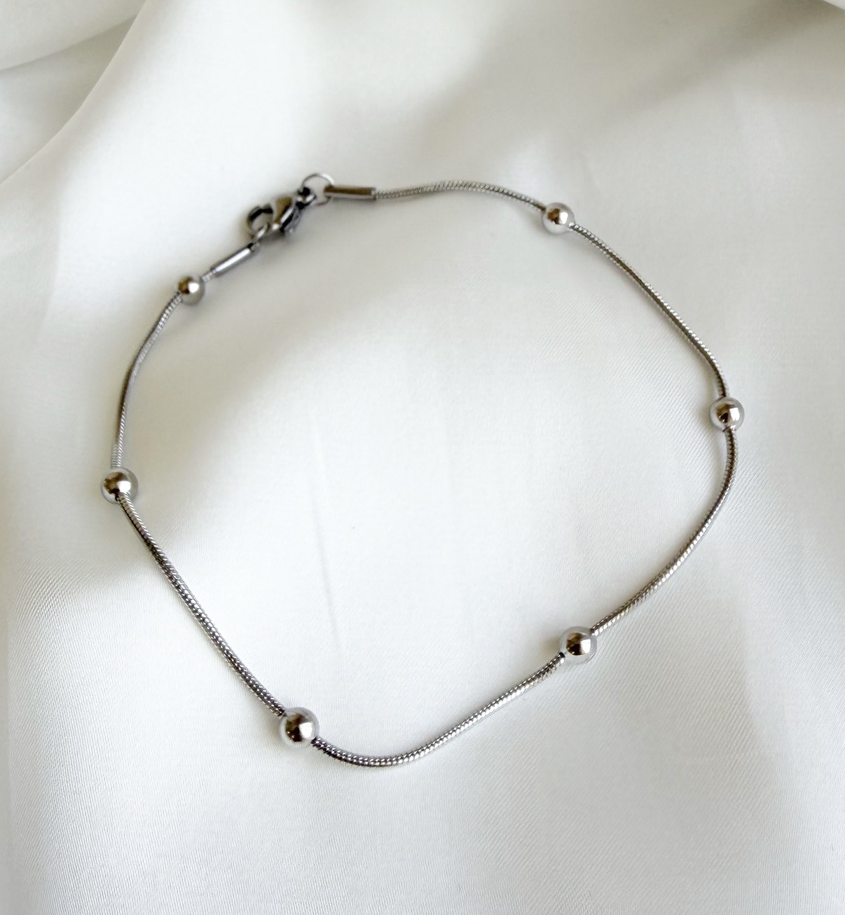 PULSEIRA AÇO RABO DE RATO COM BOLAS