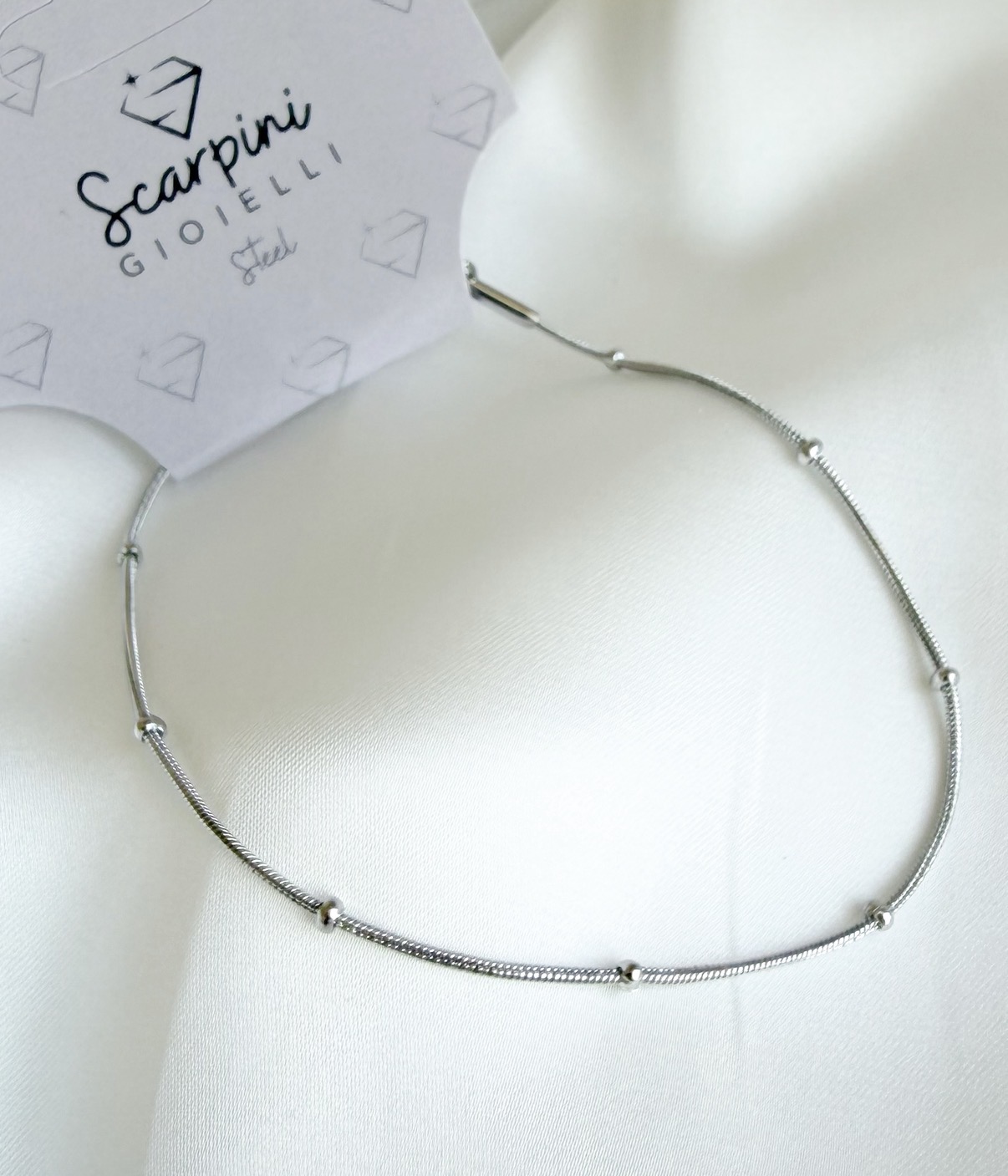 PULSEIRA AÇO FINA RABO DE RATO COM BOLINHAS