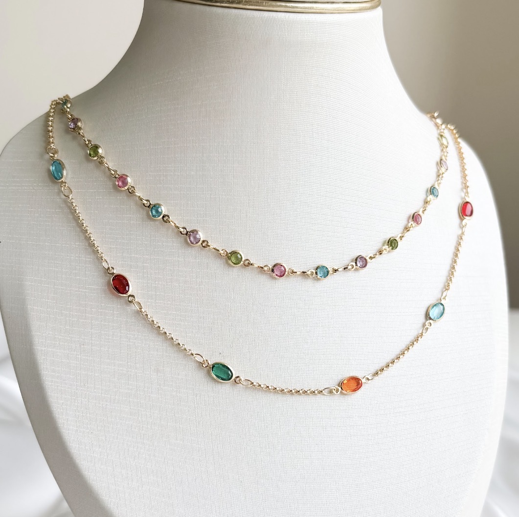 COLAR CHOKER PEDRAS OVAIS COLORS B. OURO
