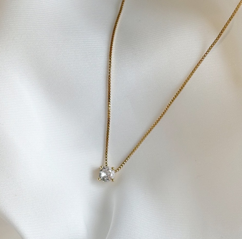 COLAR PONTO DE LUZ 4MM 4 GARRAS B. OURO