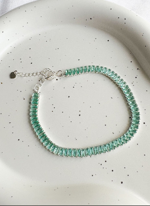 PULSEIRA RIVIERA PEDRAS QUADRADAS TIFFANY B. PRATA