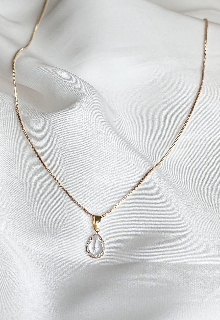 COLAR GOTA CRISTAL B. OURO