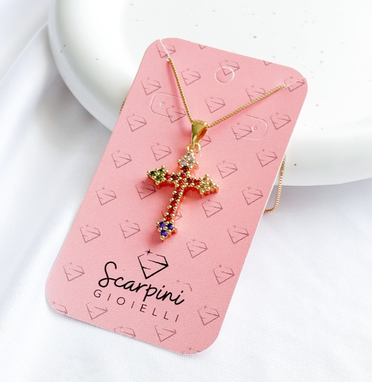 COLAR VENEZIANA CRUZ COLORS CRAVJ B. OURO