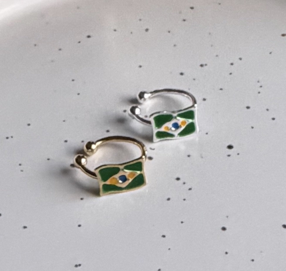 PIERCING FAKE BANDEIRA BRASIL RESINA B. PRATA