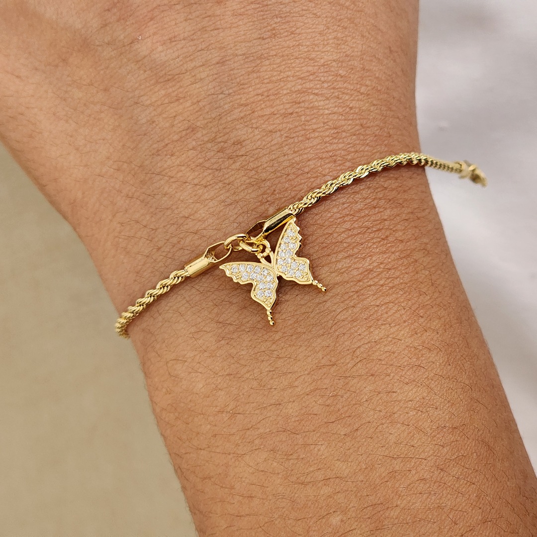 Pulseira Borboleta Lisa e Zircônia