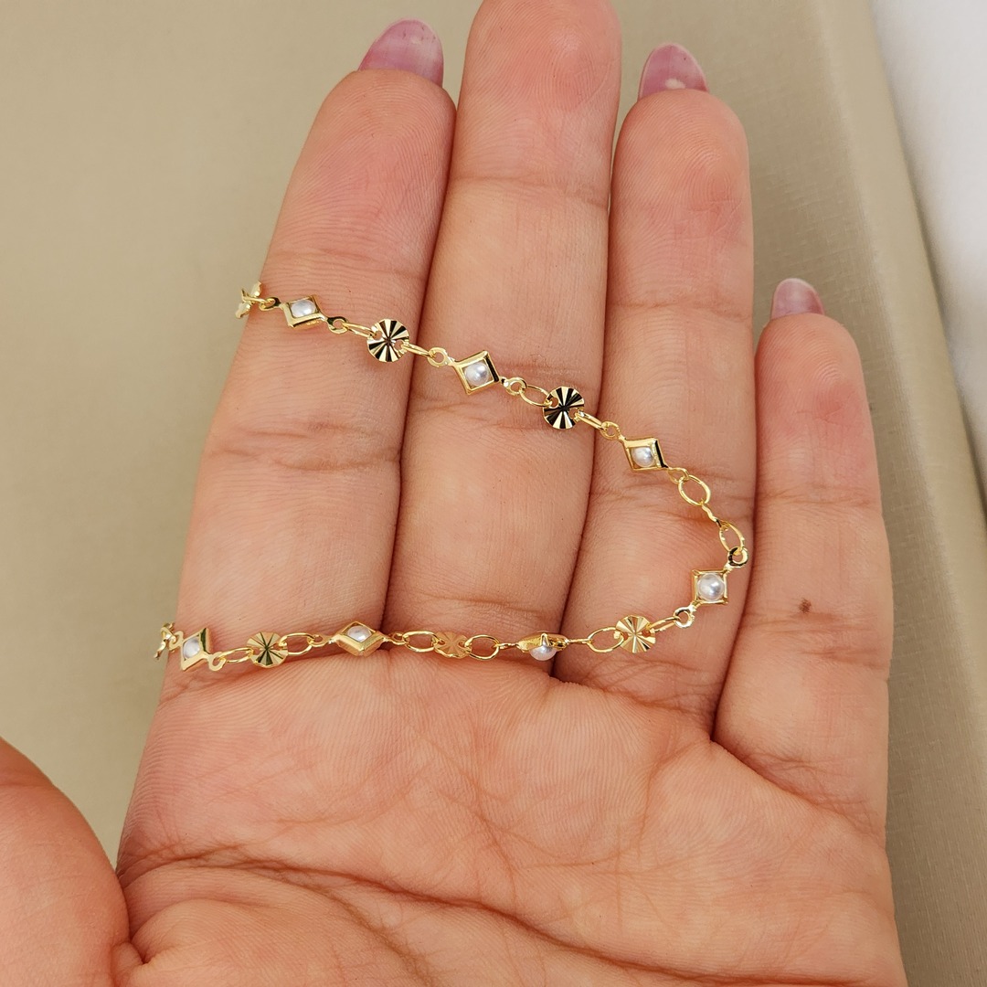 Colar Choker Liso e Perolas
