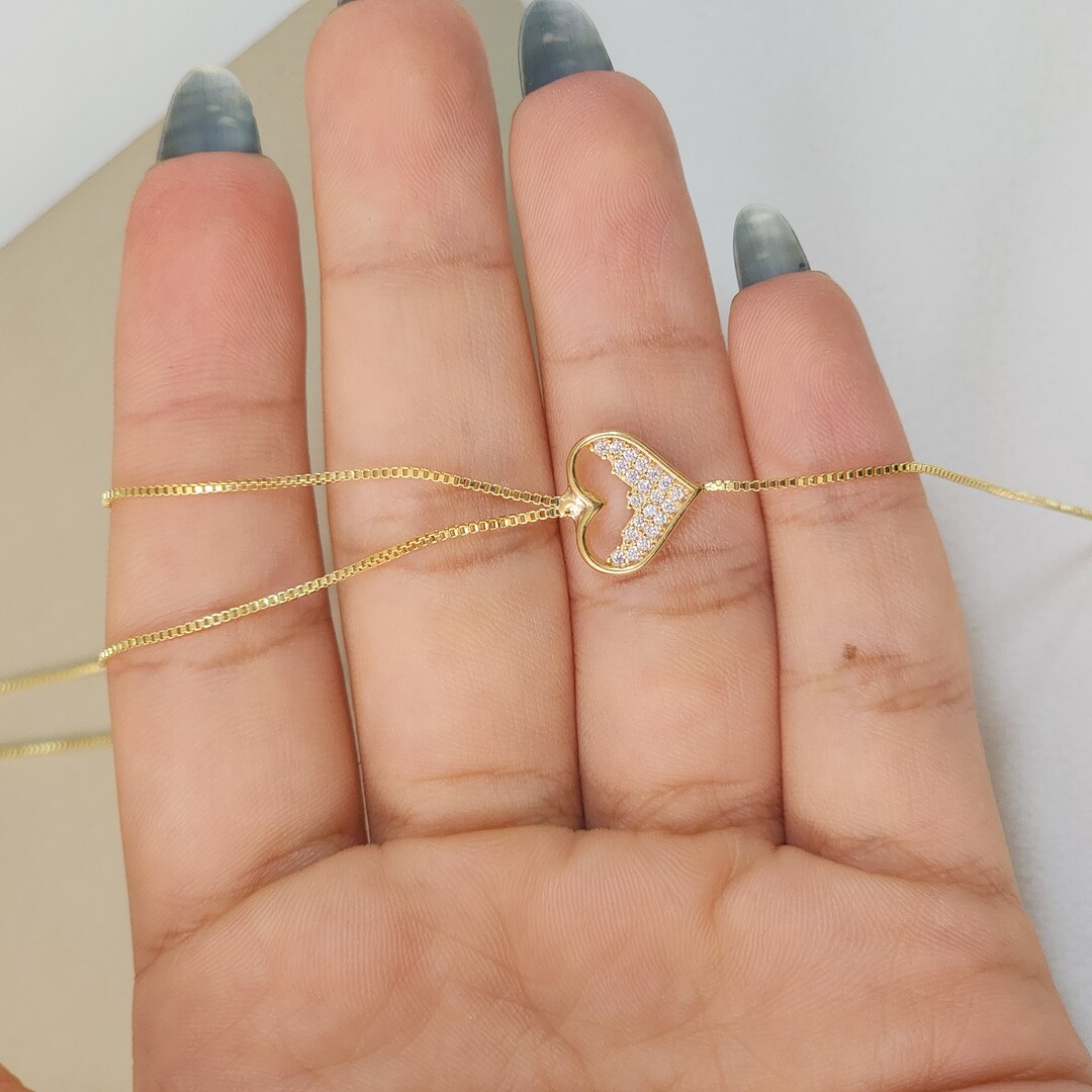 Colar Delicado Coração Zircônia