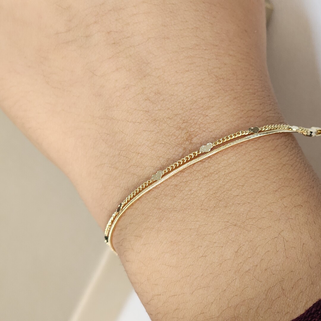 Pulseira Dupla Coração Lisa