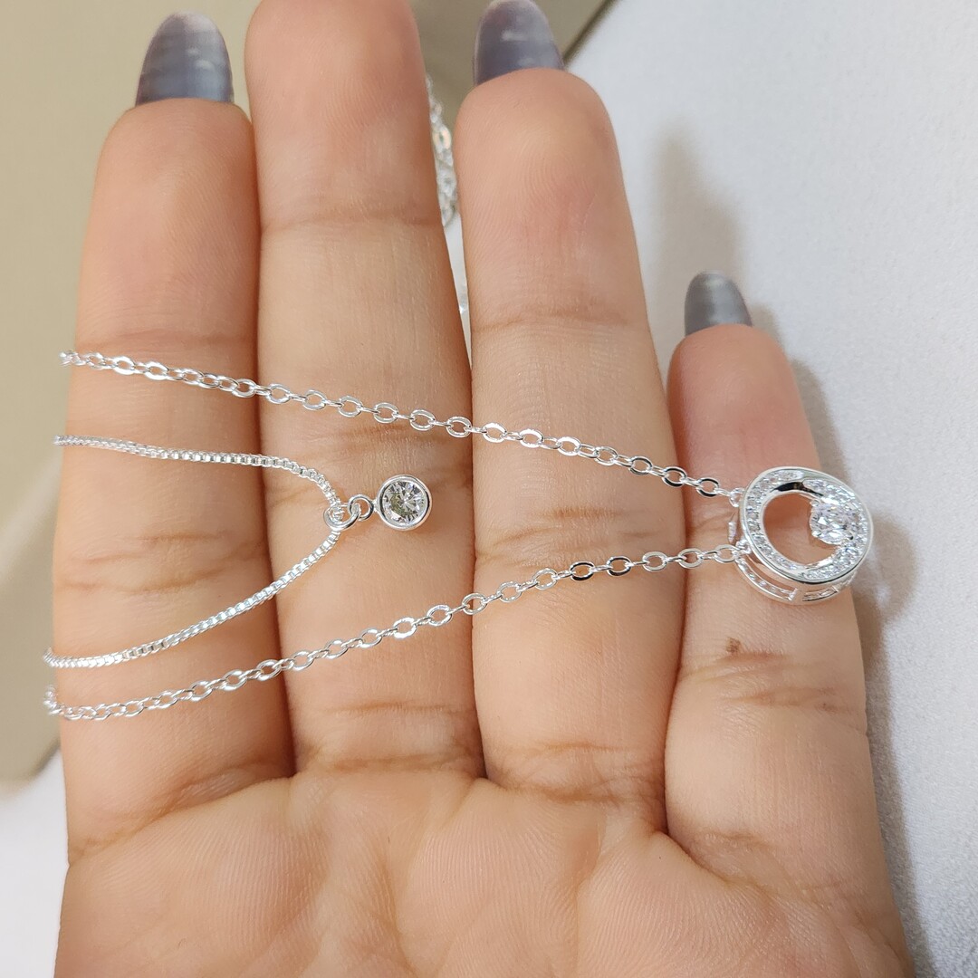 Colar Duplo Pingente Zircônia