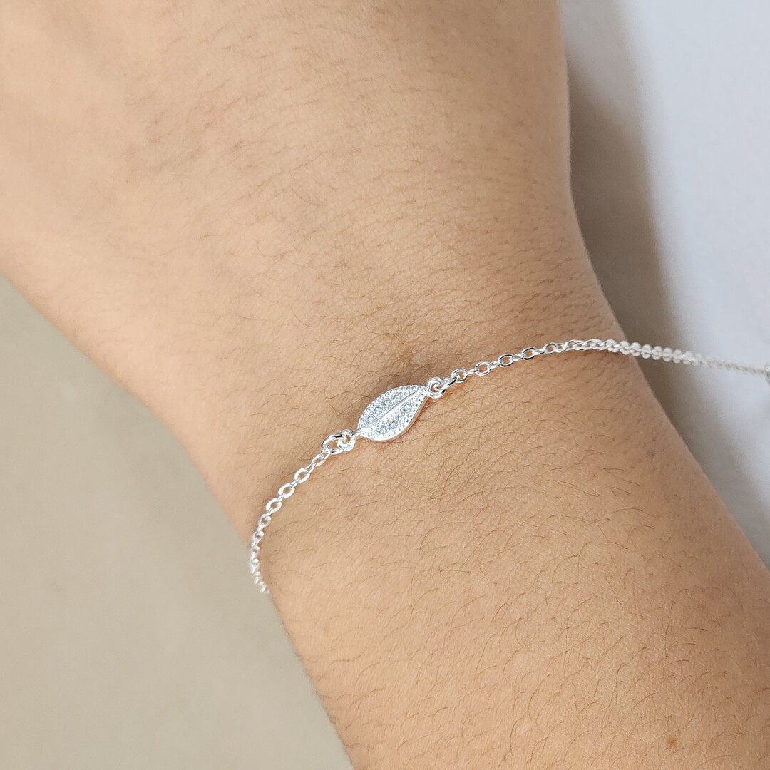 Pulseira Pingente Folha Zircônia