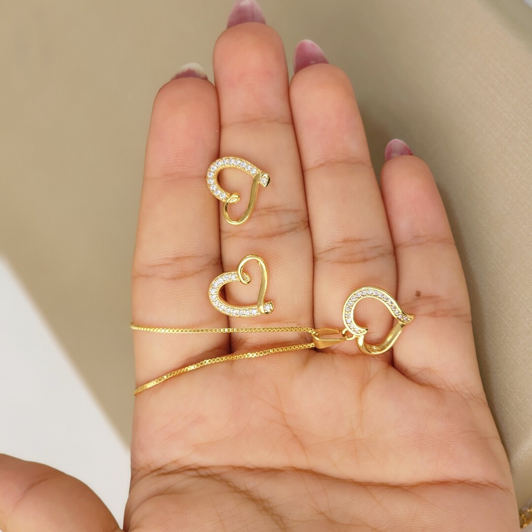 Conjunto Coração Cravejado
