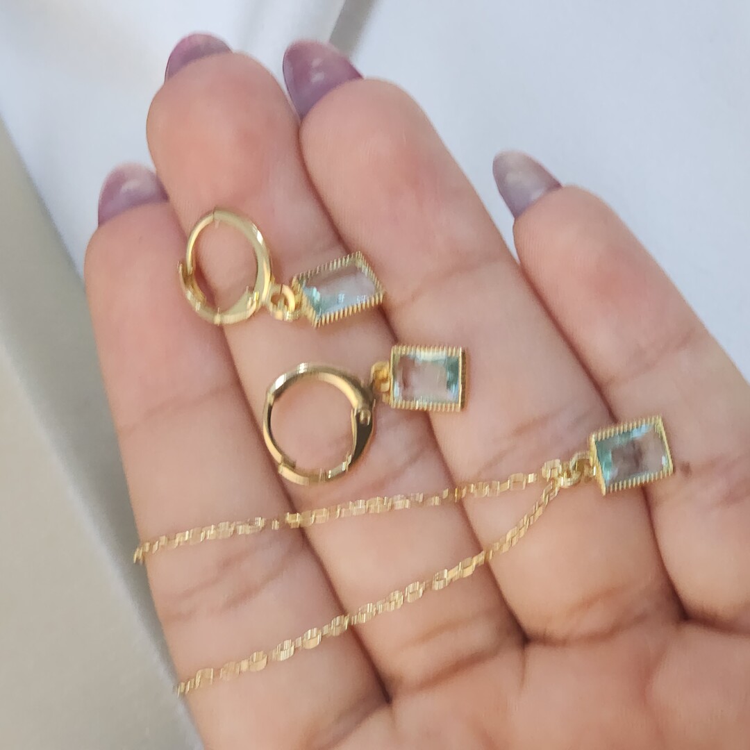 Conjunto Delicado Retangular Zirconia