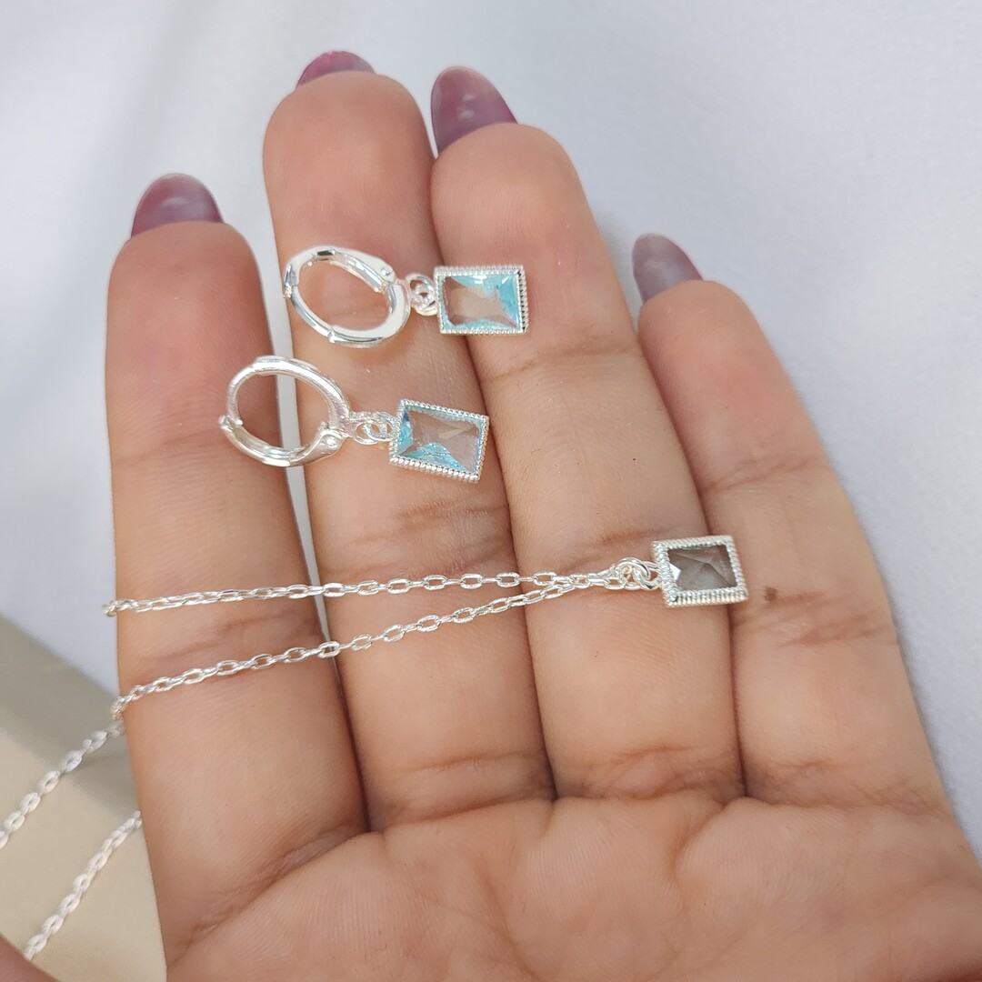 Conjunto Delicado Retangular Zirconia